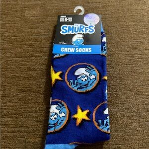 Smurf with Stars Blue Crew Socks